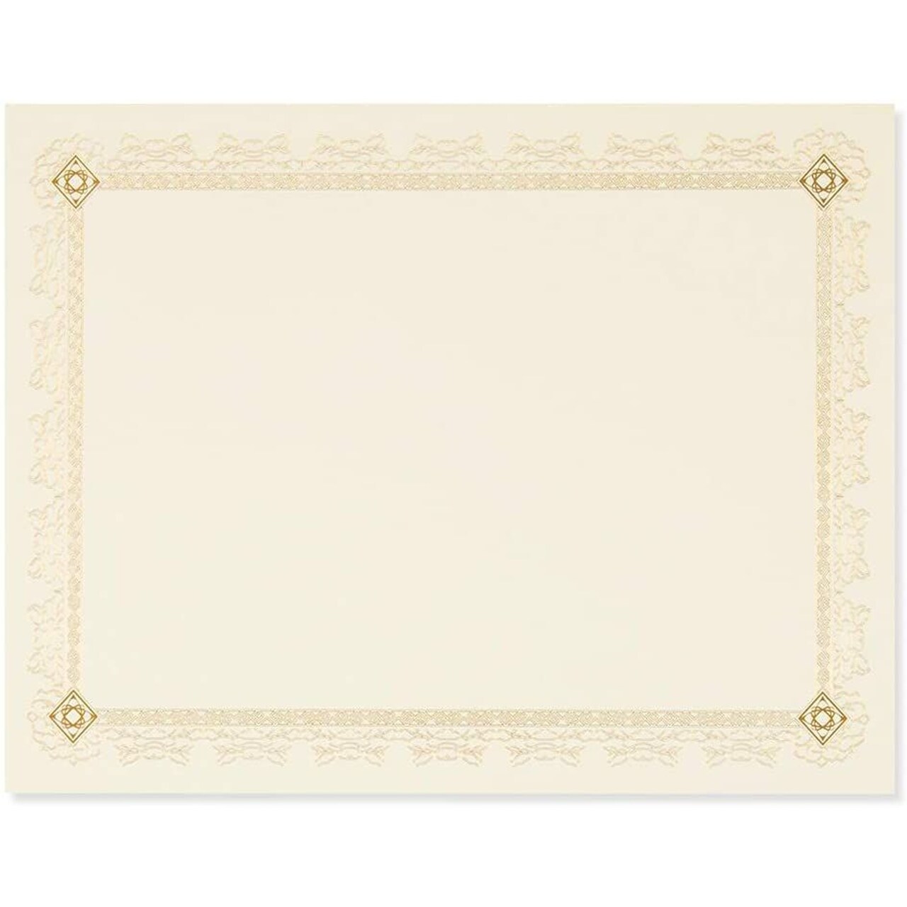 Award Certificate Paper for Diplomas, Letter Size Gold Foil Leaf Borders (48 Pack)
